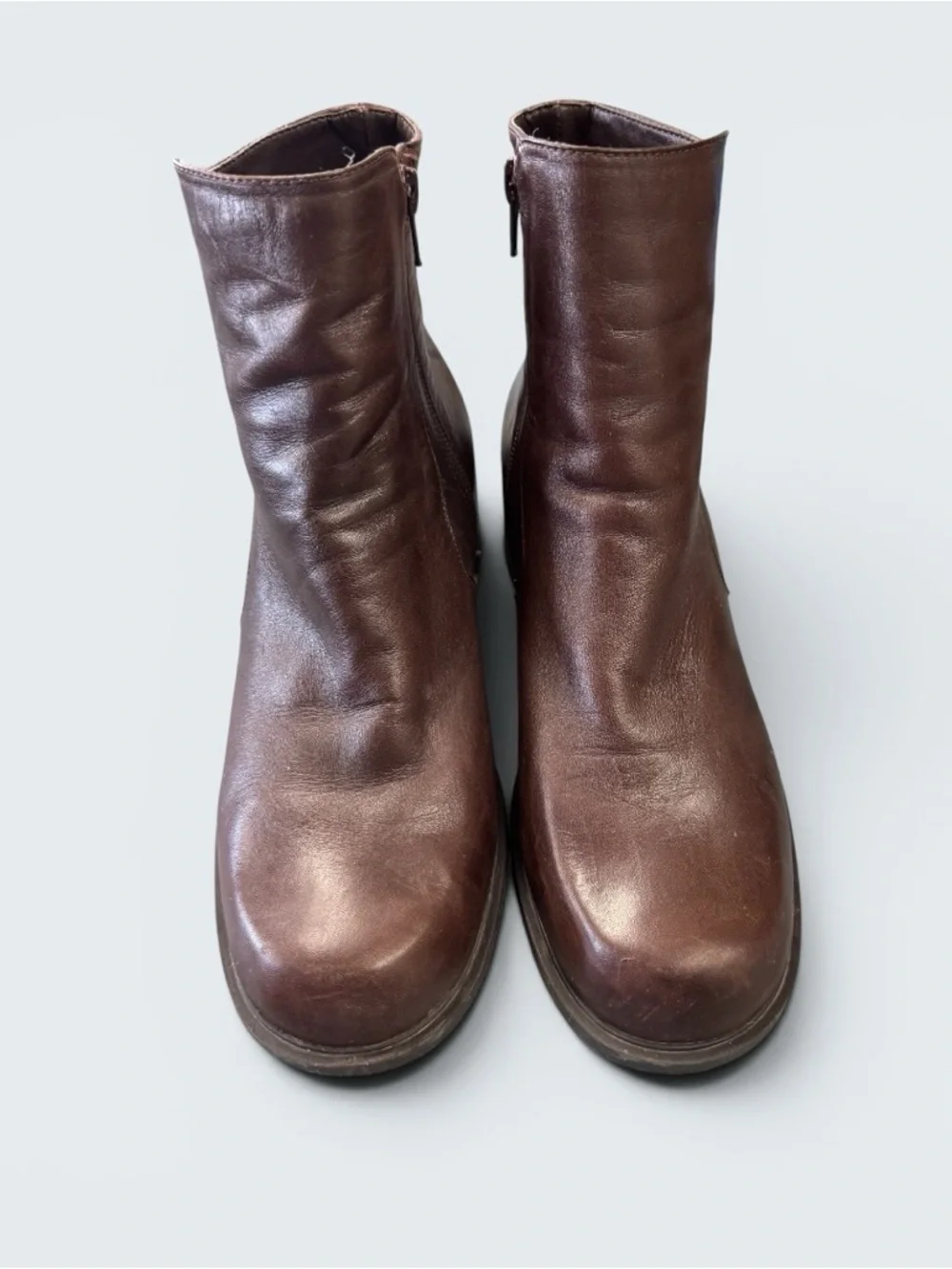 Bandolino Dark Brown Zip Up Leather Ankle Booties Size 8.5